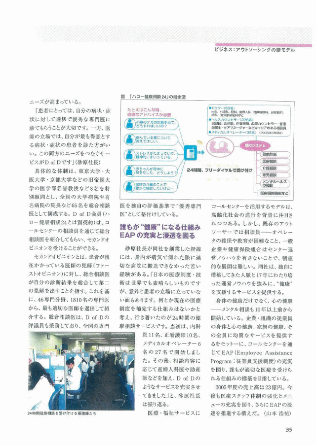 株式会社リックテレコム「月刊コンピューターテレフォニー」2006年（平成18年)7月号 「心に問題のある人が医療機関にたどり着いていない」ことが問題